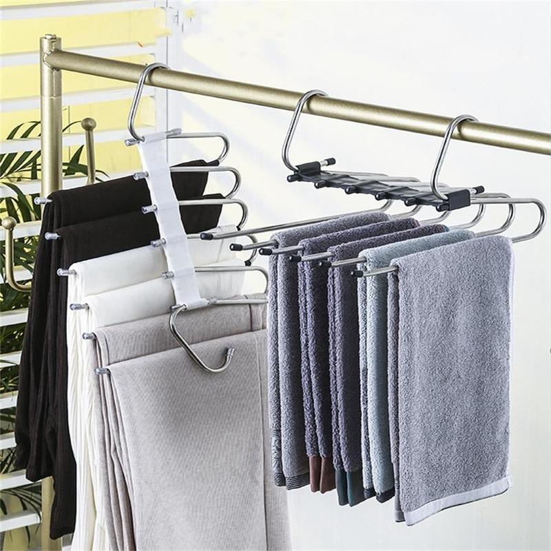 Space Saving Hanger, 1 Count 2 Counts 5 Layer Multifunctional Pants Storage Rack, Closet Organizer for Pants & Jeans & Skirts, Bedroom Organization Supplies