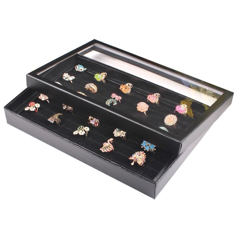 Jewelry Storage Box With Clear Lid, 1 Count Rectangular Multi Grid Jewelry Organizer, Jewelry Display Case For Ring Earrings Necklace