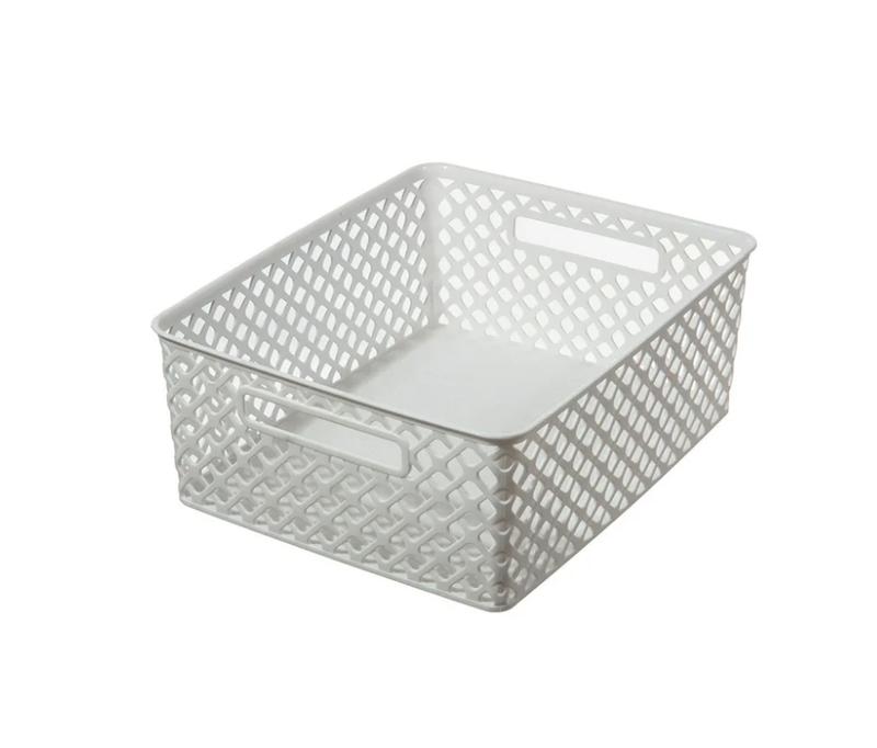 Medium White Decorative Storage Basket - Home Organizer for Boxed and Canned Goods