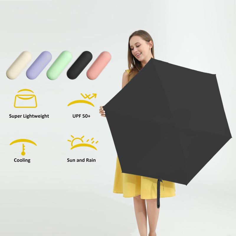 Travel Mini Umbrella for Purse With Case-Small Compact UV Umbrella Protection Sun-Lightweight Tiny Pocket Umbrella with Case for Women, Girls