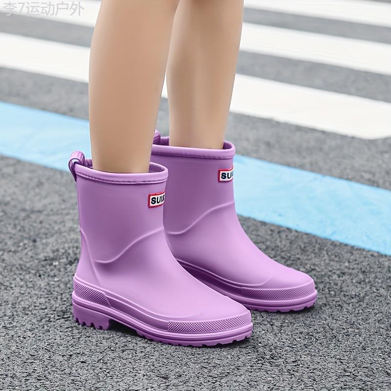 Women's Fashionable Waterproof Rain Boots - Slip-Resistant, Durable Mid-Calf with Thick Sole, PVC Material