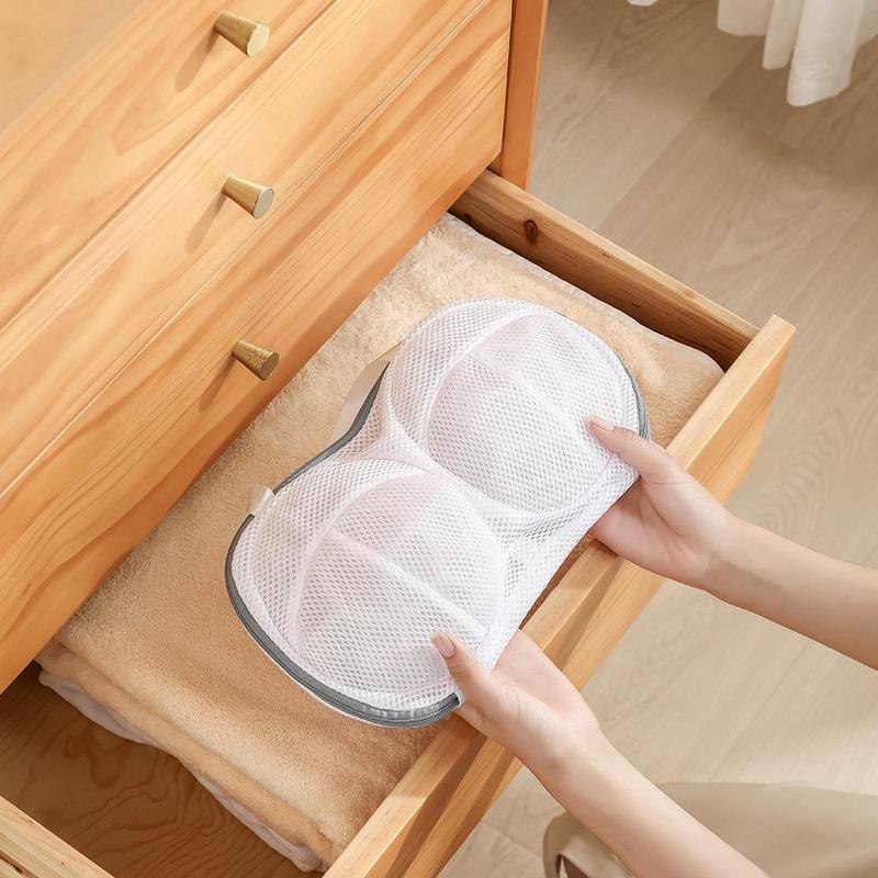 2pcs Household Zipper Bra Laundry Bag, Anti-deformation Mesh Lingerie Washing Bag, Laundry Washing Bag For Washing Machine, Room Accessories for 2024, Men Gifts