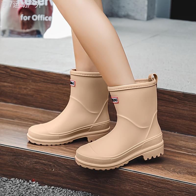 Women's Fashionable Waterproof Rain Boots - Slip-Resistant, Durable Mid-Calf with Thick Sole, PVC Material