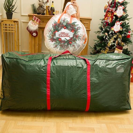 2 Pcs Storage Extra Large Waterproof bags,Fits 7.5 Ft Disassembled Artificial Trees,Heavy Duty Tree Box and Wreath Storage container Green XL Organiser Organiser