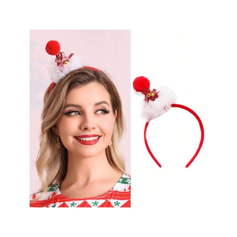 WANGFANG Christmas Cute Headband Santa Red Hat Hair Hoop Party Xmas Kids Reindeer Headdress With Bells For Women And Girls Headbands