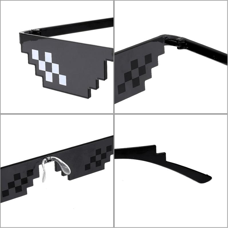 2 Pack Thug Life Sunglasses Mosaic Pixel Glasses Party Dress Up Shades Funny Unisex Photo Props for Women Men