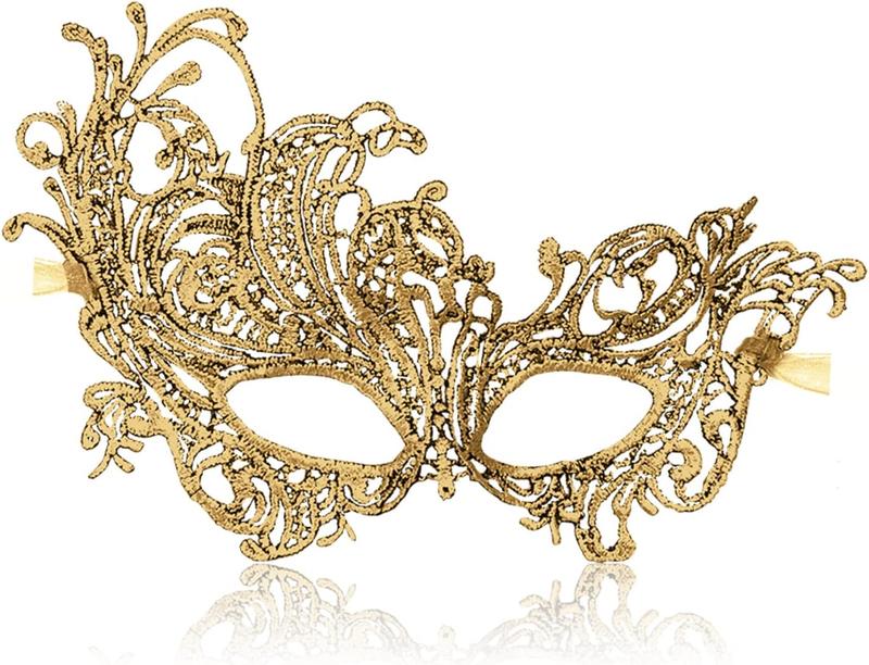 Masquerade Mask for Women Lace  Venetian Masquerade Party Costume Party Halloween Carnival Fit for Adults, Soft & Black