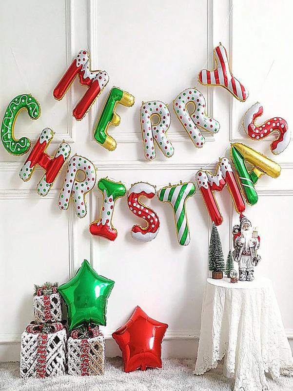 Christmas Decoration 1set Merry Christmas Letter Balloon For Holiday Party Decoration