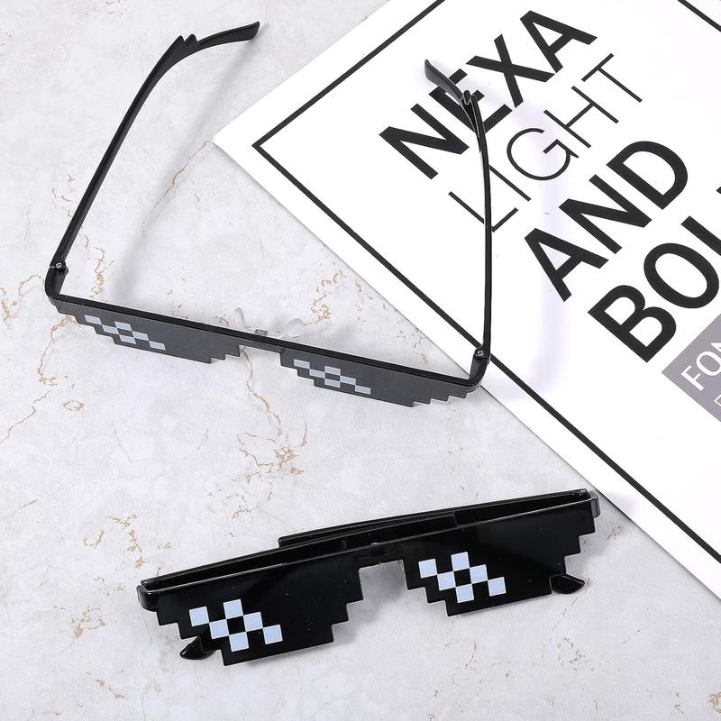 2 Pack Thug Life Sunglasses Mosaic Pixel Glasses Party Dress Up Shades Funny Unisex Photo Props for Women Men