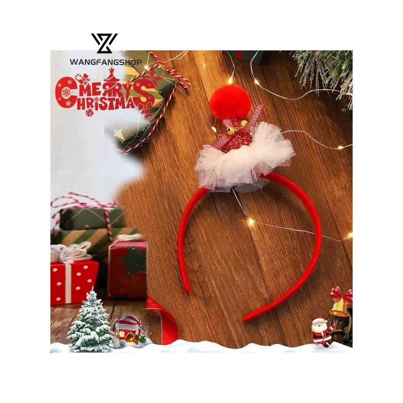 WANGFANG Christmas Cute Headband Santa Red Hat Hair Hoop Party Xmas Kids Reindeer Headdress With Bells For Women And Girls Headbands