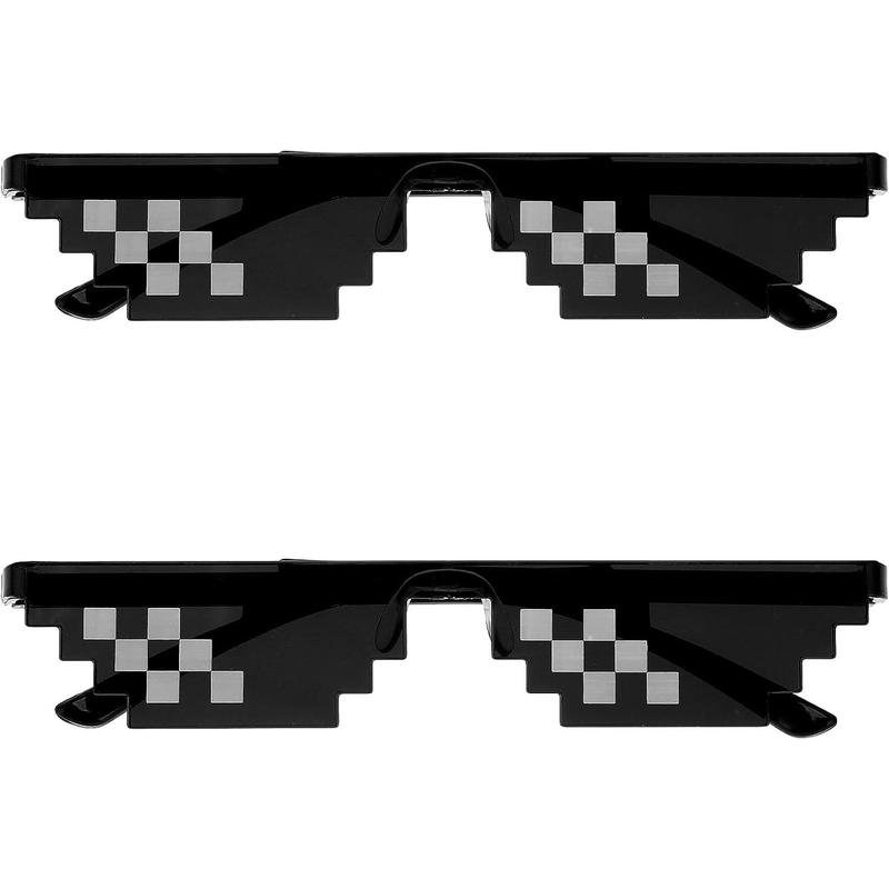 2 Pack Thug Life Sunglasses Mosaic Pixel Glasses Party Dress Up Shades Funny Unisex Photo Props for Women Men