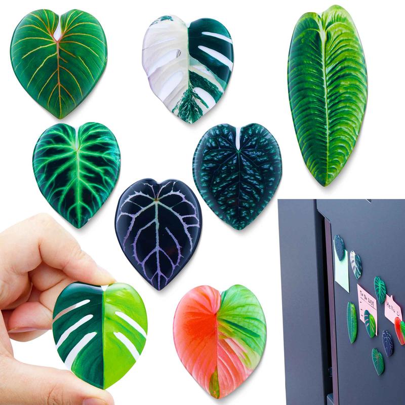 Unique Leaf Shaped Fridge Magnet, 8 Counts set Colorful Creative Magnetic Decoration, Magnetic Decor for Home Office Dormitory School