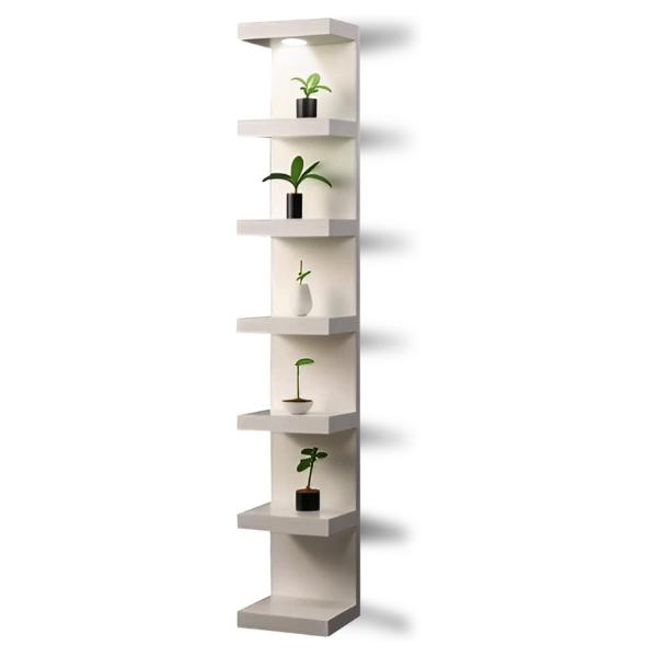 Wall shelf unit, 11 3 4x74 3 4,Use fixing devices suitable for the walls in your home. (White with LED Light)