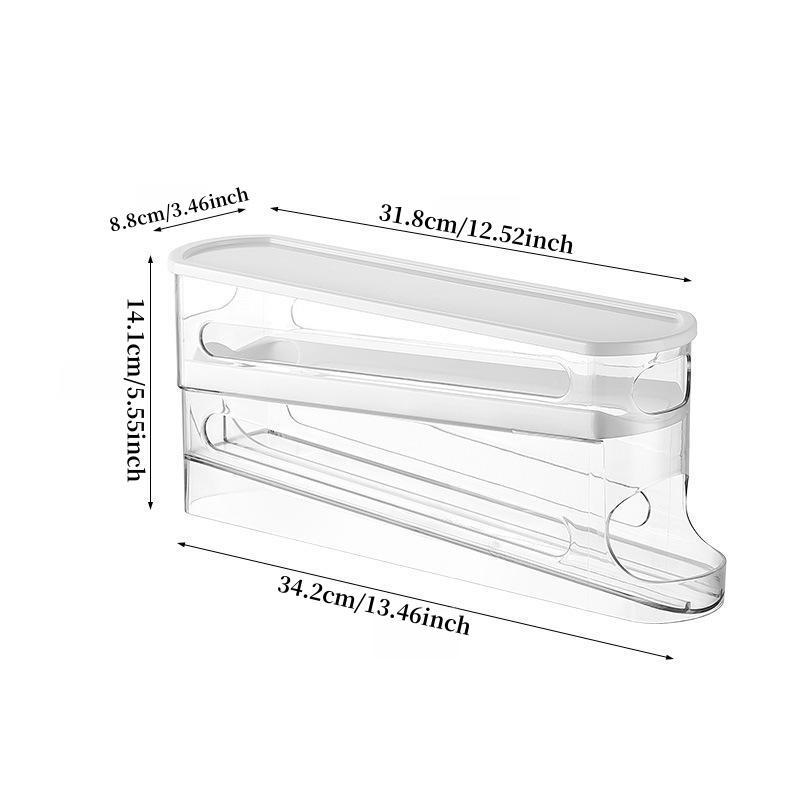 Clear  Roll Egg Storage Box, 1 Count Space Saving Refrigerator Egg Holder, Organizer for Kitchen Storage