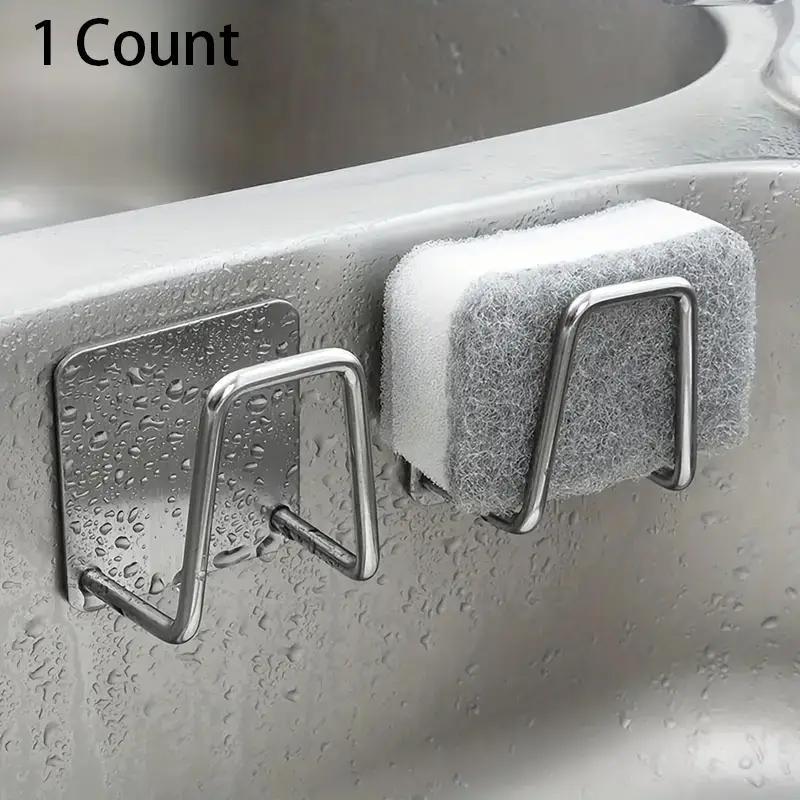 Stainless Steel Kitchen Sink Sponge Holder, Multifunctional Adhesive Wall-mounted Drain Drying Hooks, Home Organizer