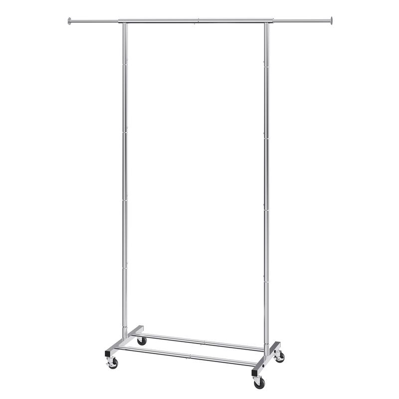 VEVOR Clothes Rack with Wheels, Heavy Duty Clothing Garment Rack with Hanging Rod and Bottom Storage Area, Adjustable Length Clothing Rack, 2 Lockable Wheels Accessories Laundry