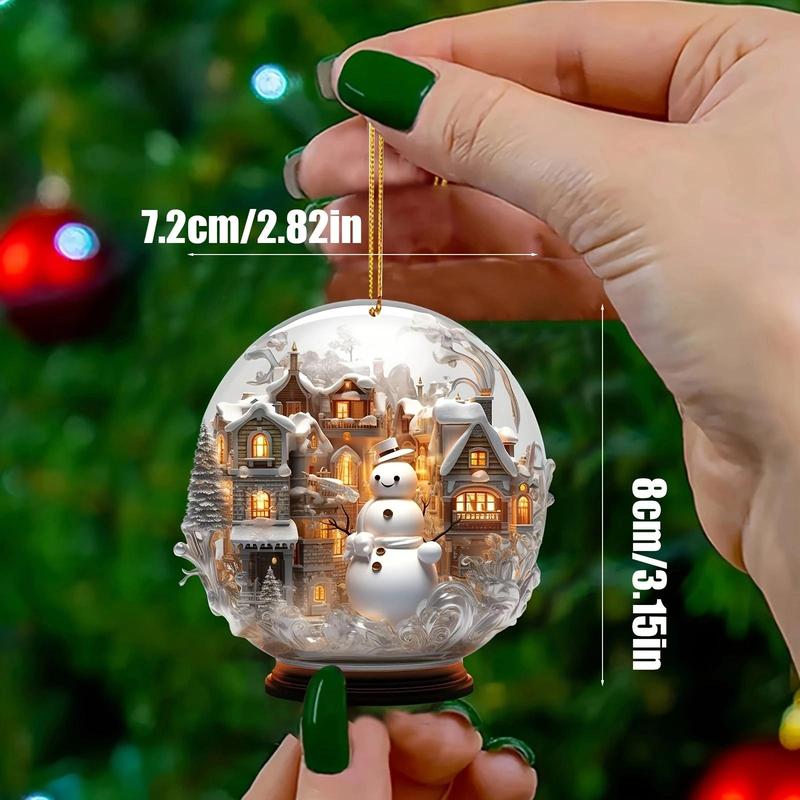 Christmas Snowman Pattern Acrylic Ball Ornament, 1 Count Snowman Decor Hanging Ball, Hanging Decoration for Home Party Festival, Home Decor