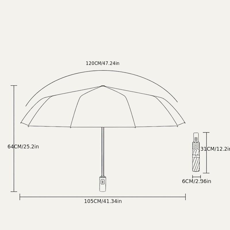 24-bone Fully Automatic Folding Umbrella, 1 Count Windproof & UV-proof Umbrella, Portable Umbrella for Business & Leisure