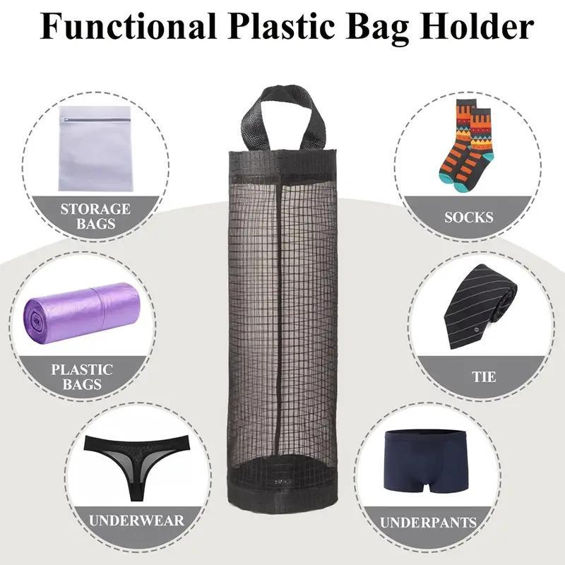 Wall Mounted Garbage Bag Storage Bag, Large Capacity Plastic Bag Holder, Household Storage Organizer for Kitchen