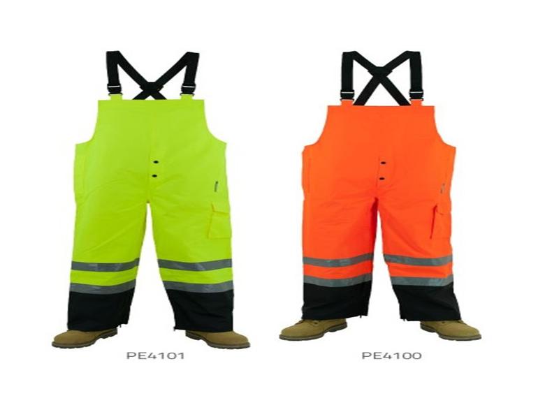 High visibility reflective water resistant BIB PANTS   HI-VIS RAINWEAR BIB PANTS With Elastic suspenders with release buckles