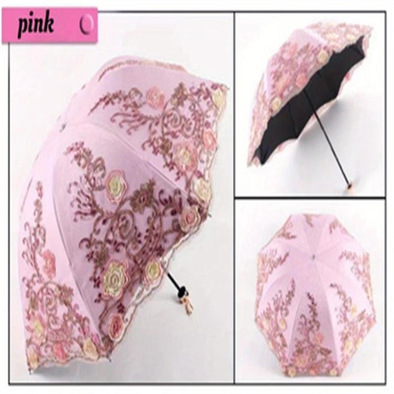 Vintage Lace Floral Decor Umbrella, 1 Count Exquisite Rose Pattern Umbrella, Sunny and Rain Dual-use Umbrella for Women & Girls, Gift for Friend