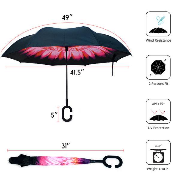 Umbrella - Pink Flower Double Layer Inverted