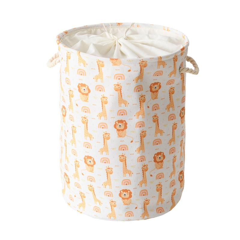 Baby Laundry Hamper, Animal Basket Safari Nursery Decor Baby Storage Basket, Toy Storage Organizer Collapsible Animal Laundry Hamper with Drawstring Closure Waterproof Round Nursery Hamper for Boys Toddler, for Kid's Room, Play Room Lion Unicorn elephant