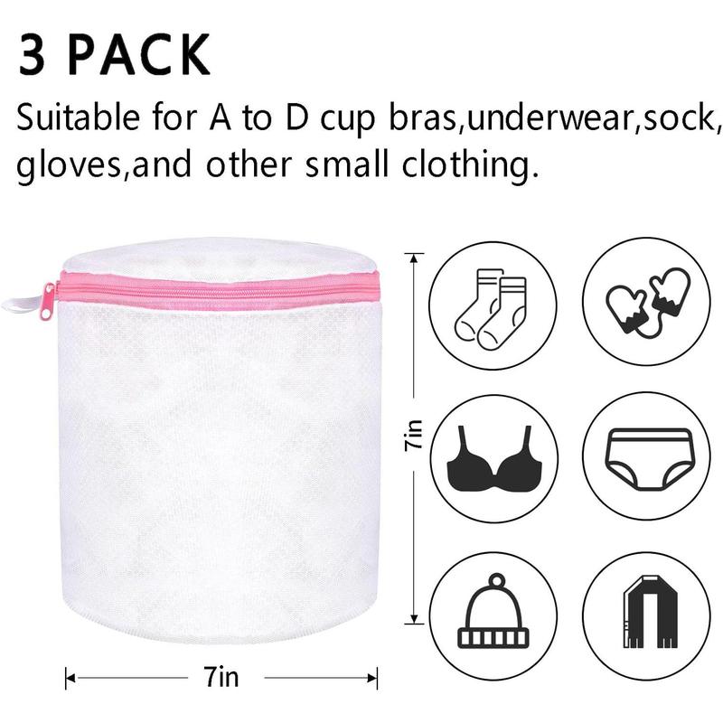 Bra Bags for Laundry, Bra Washer, Sock Bag for Washing Machine, Underwear Washing Bag, Bra Washer Protector, Mesh Laundry Bag (7X7inches, 3 Set)