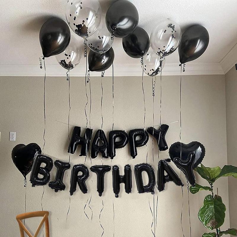 Happy Birthday Decoration Balloon (26pcs set), Black Balloon, Party Balloon, Birthday Balloon, Festive & Party Supplies