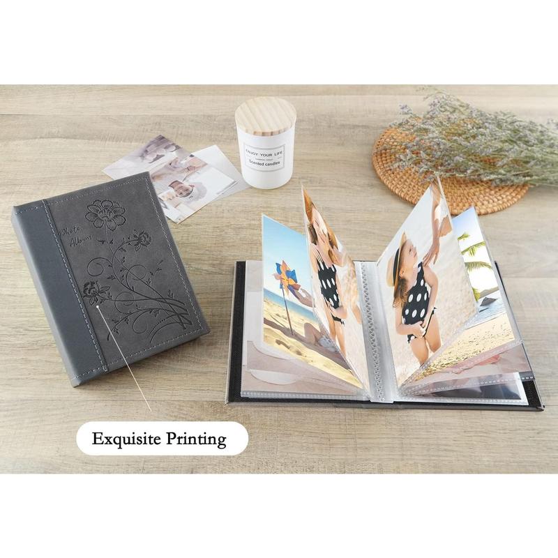 Small Photo Album 4x6 2 Pack, Each Pack with 26 Clear Pages Holds 52 Vertical Photos for 4x6 Picturs, Artwork or Postcards Storage (Grey)