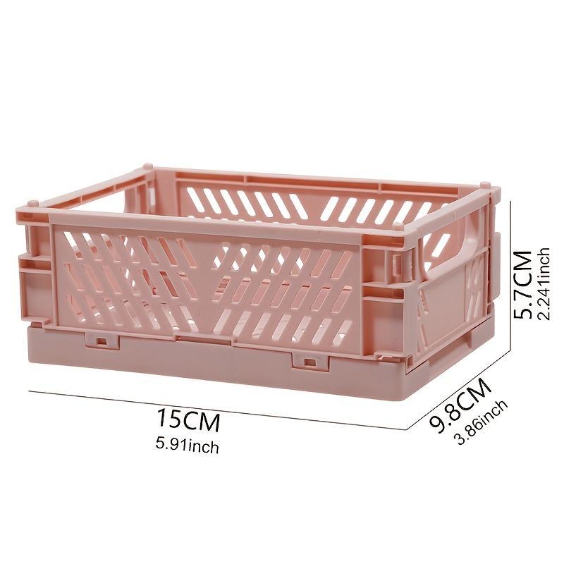 Foldable Storage Basket, 1 Count Small Plastic Random Color Stacking Storage Organizer for Desk