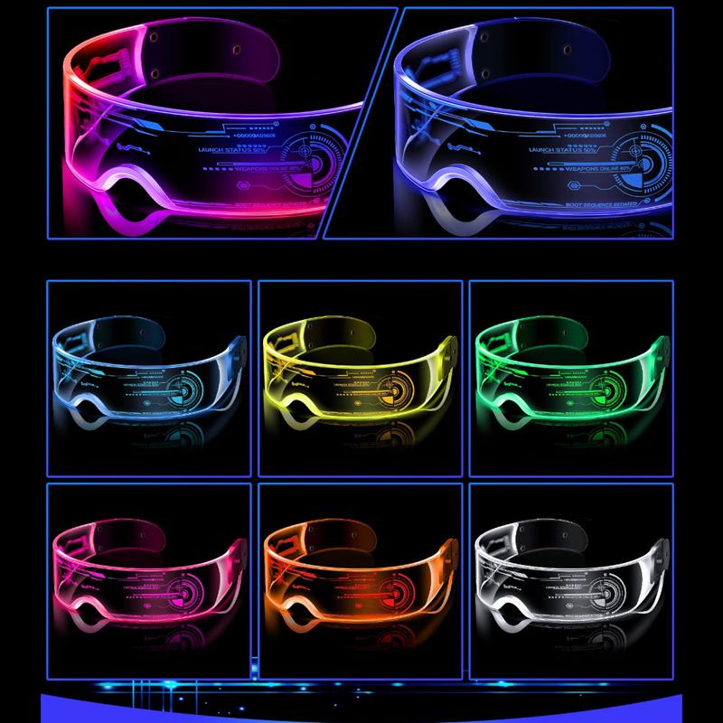 LED Multi-Color Glow Glasses,Party, Concert, Clubbing,Adjustable Colors,High-Brightness, Comfortable Fit, Durable EVA Material,2048 Cyberpunk Style,Perfect for Festivals and Social Events