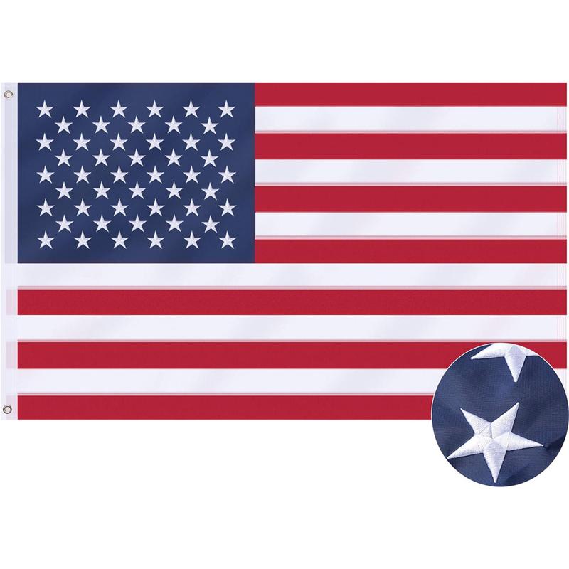 American Flag 3x5 FT Outdoor - USA Heavy duty US Flags with Embroidered Stars Banners Light Gift