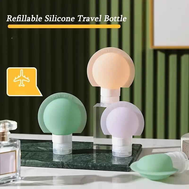 Random Color Silicone Travel Bottle, 3 Counts Portable Refillable Travel Bottle, Squeezable Bottle for Shampoo and Body Wash, Travel Essentials