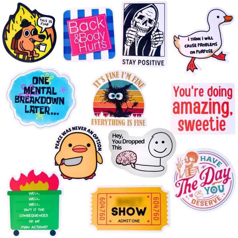 12-Piece Fridge Magnets - Funny Memes, Cute Animals, and Words for Home Office Decoration