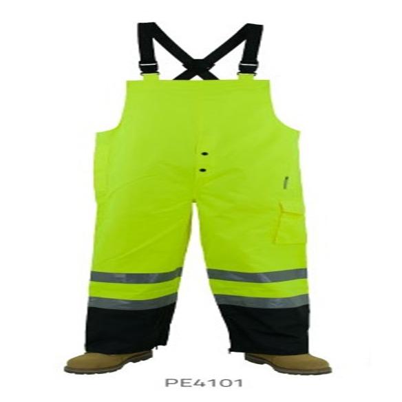 High visibility reflective water resistant BIB PANTS   HI-VIS RAINWEAR BIB PANTS With Elastic suspenders with release buckles