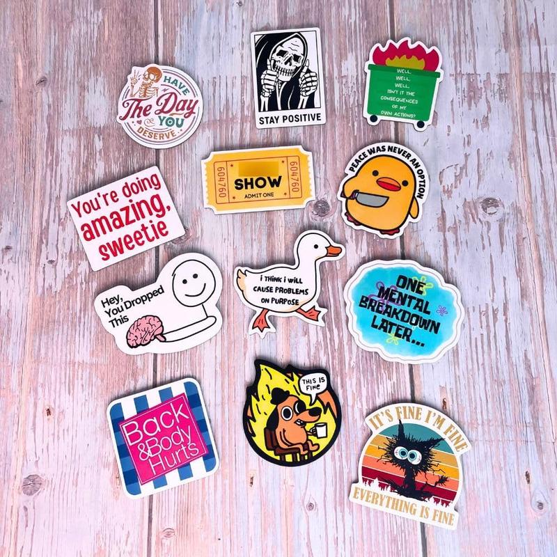 12-Piece Fridge Magnets - Funny Memes, Cute Animals, and Words for Home Office Decoration