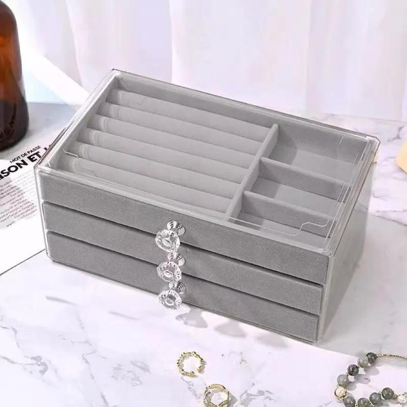 Jewelry Storage Box, 1 Count Multi-grid Jewelry Organizer, Transparent Frame Jewelry Display Box, Home Organizer for Earrings Necklace Bracelet