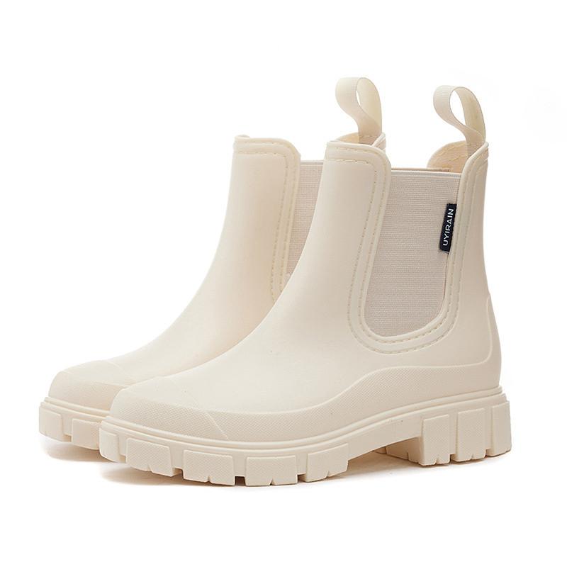 Women's waterproof rain boot, wide feet, 2024 new fashion round toe boots, non-slip comfortable walking whites boots for parents in Winter rain shoe