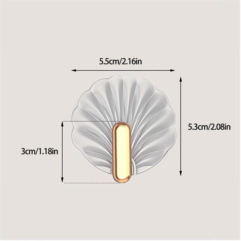 Creative Shell Shaped Wall Hook, 4pcs Multifunction Punch-free Hooks, Self Adhesive Coat Hanger for Bathroom Kitchen