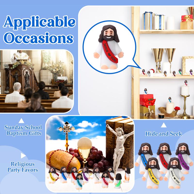 Mini Jesus Figures 50 Pcs Little Jesus Figures with Slogan Jesus love You Mini Jesus Statue to Hide and Seek Religious Christmas Christian Baptism Gifts