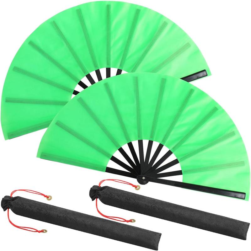 Maitys Large Folding Silk Hand Fans Festival Tai Ji Fan Chinese Folding Rave Fan Handheld Renaissance Fan Martial Art Fans for Men and Women, Dance, Decorations, Festival, Gift(Black, 2 Packs)