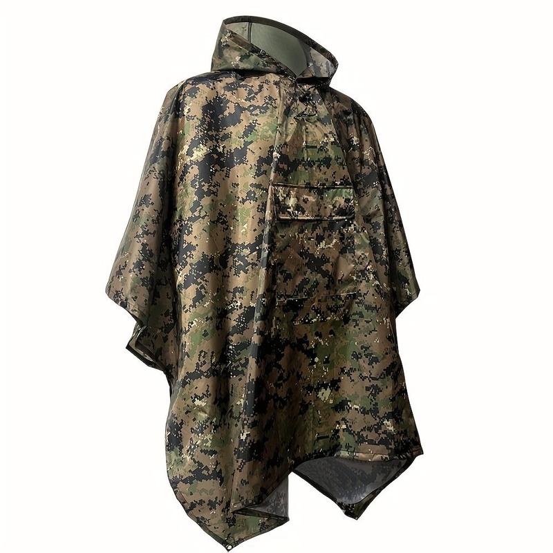 Camouflage Print Rain Poncho with Hooded, 1 Count Waterproof Portable Raincoat with Storage Bag, Raincoat for Outdoor Camping & Hiking