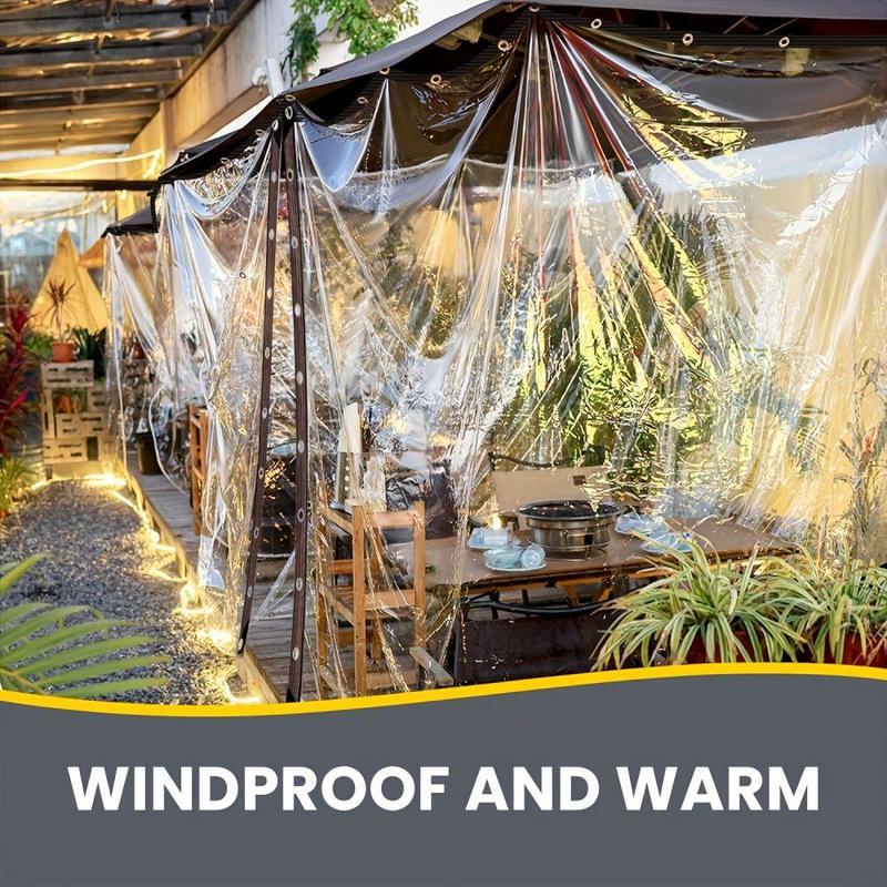 Clear Waterproof Tarpaulin, 1 Count Transparent Tarp with Seal Ring, Outdoor Plant Cover Sheet, Rainproof Garden Cover for Patio, Chicken Coop, Porch Canopy & Camping, Garden Tool Accessories, Fall Porch Decor