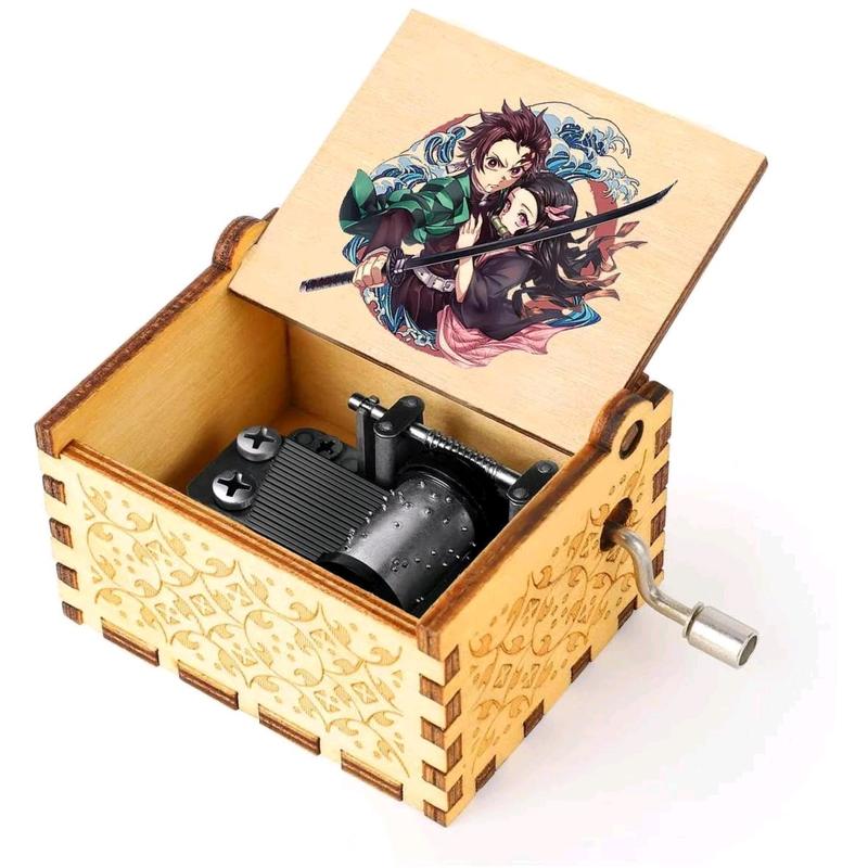 Anime Demon Slayer Wooden Music box ️Popular Gift Melody Hand Crank Ornaments