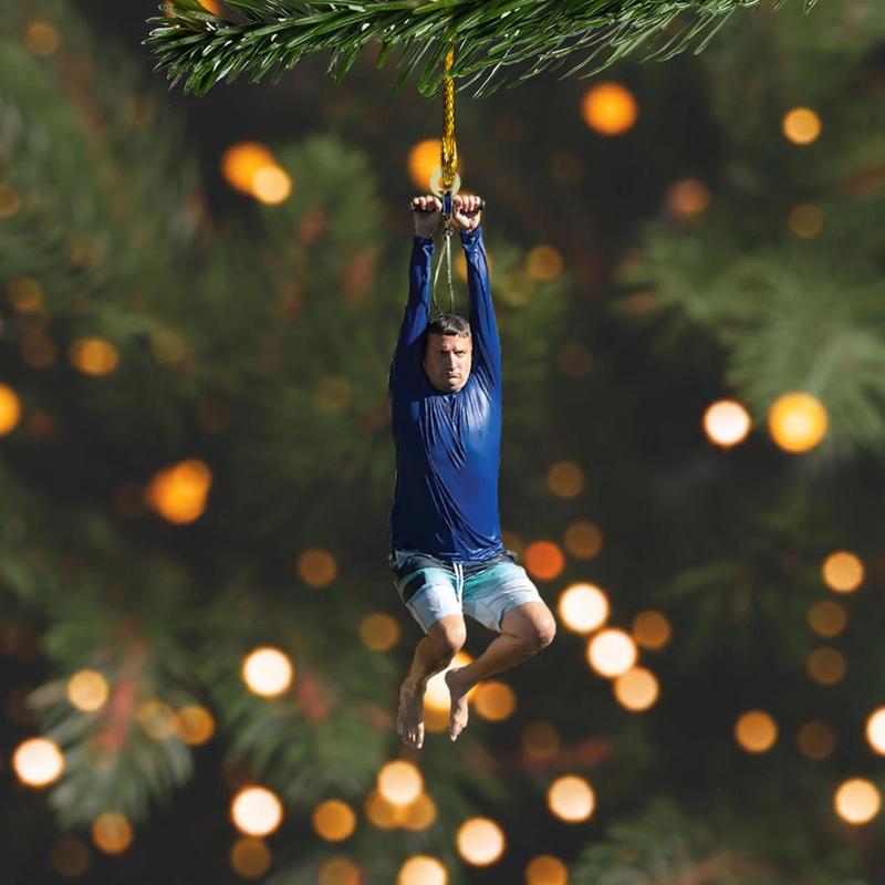 I Think You Should Leave Zip Line Acrylic Christmas Ornament, Zipline Funny Meme Ornament, Tim Robinson Ornament, ITYSL