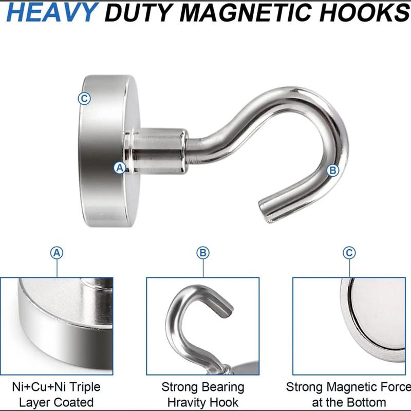 Magnetic Hook, 2 8 20pcs Stainless Steel Magnetic Hook, Durable Multipurpose Storage Hook for Home Kitchen Bar, Home Organizer