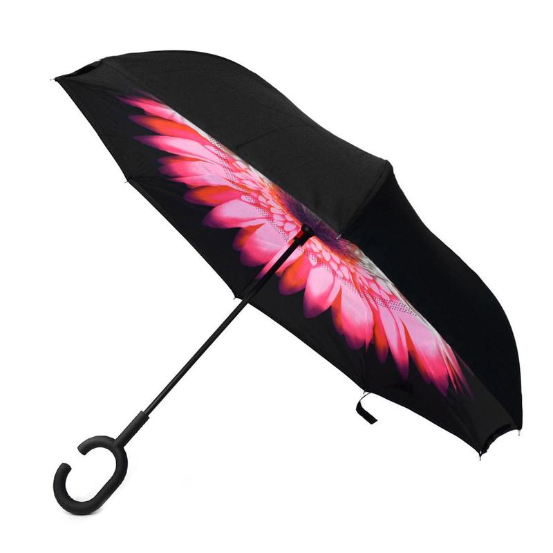 Umbrella - Pink Flower Double Layer Inverted