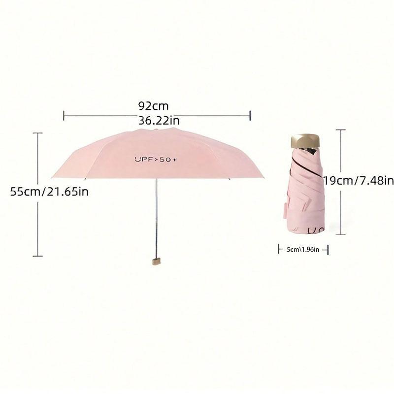 Mini Folding Umbrella, 1 Count Solid Color Portable Lightweight Anti-UV Umbrella, Sunshade Umbrella for Outdoor Activities