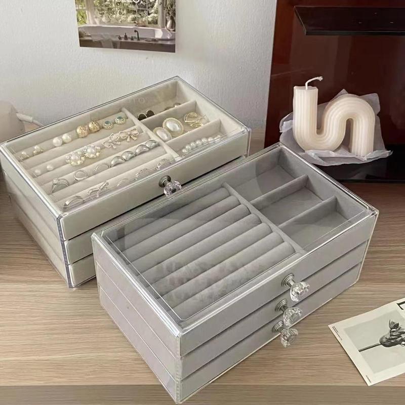 Jewelry Storage Box, 1 Count Multi-grid Jewelry Organizer, Transparent Frame Jewelry Display Box, Home Organizer for Earrings Necklace Bracelet